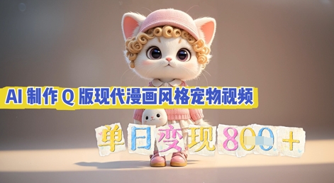 AI制作Q版现代漫画风格宠物视频，单日变现几张-源创文化-无心创作