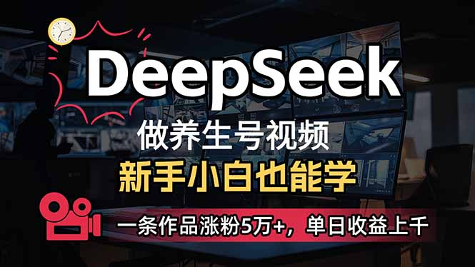 （14199期）小白用DeepSeek做养生号，一条作品涨粉5万+，单日收益上千-源创文化-无心创作