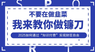 韭菜生涯终结者，我来教你做镰刀，2025如何通过“知识付费”实现财F自由【揭秘】-源创文化-无心创作